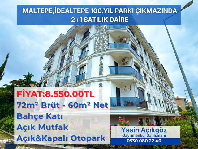 100.YIL PARKI ÇIKMAZINDA 2+1 72M² BAHÇE KATI OTOPARKLI İDEALTEPE