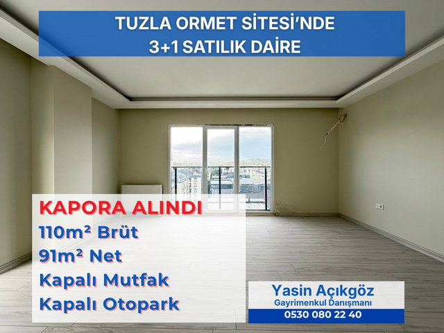TUZLA İSTASYON SIFIR SITEDE SATILIK 3+1 EBEVEYN BANYOLU DAIRE