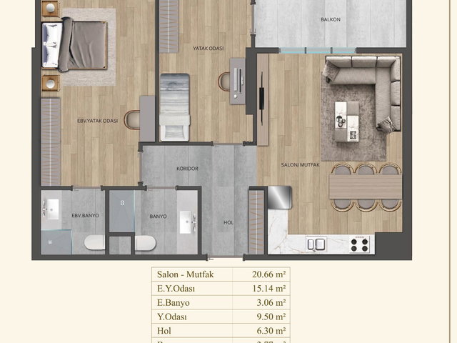 NK GEDİK CENTER MALTEPE PROJESI 2+1 91M2 BALKONLU SATILIK DAIRE