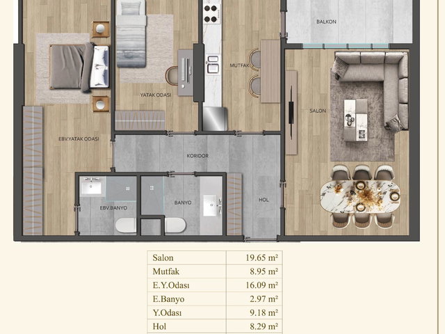 NK GEDİK CENTER MALTEPE PROJESI 2+1 105M2 BALKONLU SATILIK DAIRE