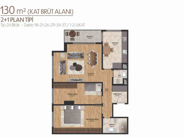 MESA KENT ETİLER DE BÜYÜK TİP KAPALI MUTFAKLI SATILIK 2+1 DAİRE