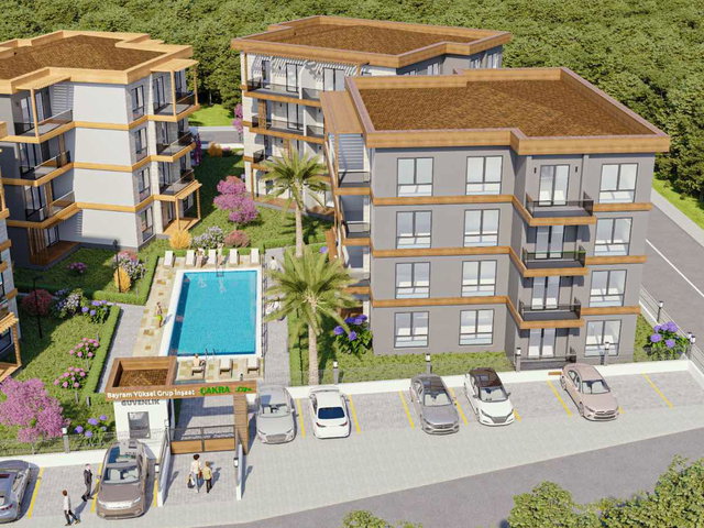 HAVUZLU, OTOPARKLI 4 BLOKLU SITEDE, PROJEDEN %50 PEŞINATLI DAIRE
