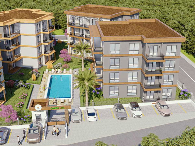 HAVUZLU, OTOPARKLI 4 BLOKLU SITEDE, PROJEDEN %50 PEŞINATLI DAIRE