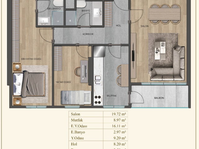 NK GEDİK CENTER MALTEPE'DE 1.KAT KAPALI MUTFAKLI 103M² BALKONLU 2+1