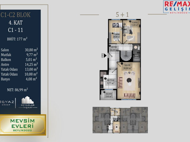 BUTİK VE KISA KATLI SİTEDE PRESTİJLİ YAŞAM ALANI 5+1 DUBLEKS