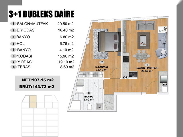 KADIKÖY OSMANAĞA MAH. SATILIK 3+1 DUBLEKS SIFIR DAIRE