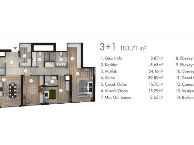 NATURA VADİ KONUTLARI'NDA TAPULU ATAKULE CEPHELİ 3+1 SATILIK DAİRE