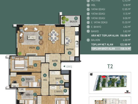 KARTAL CEVİZLİ YÜCEL PARK 4+1 FULL DENİZ MANZARALI 3 CEPHELİ