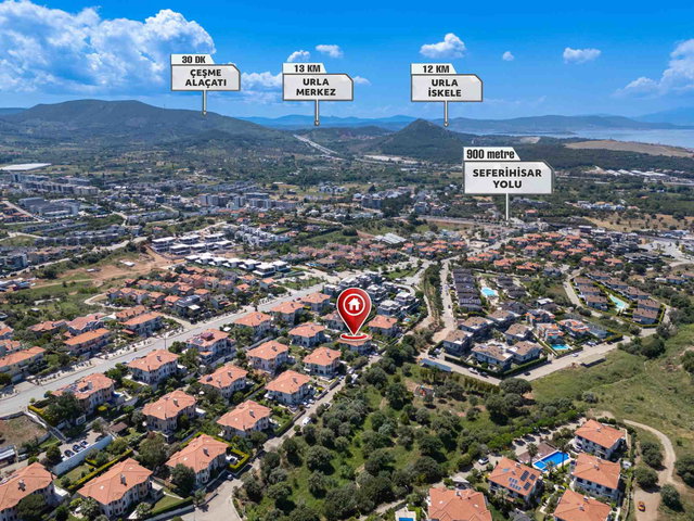GÜZELBAHÇE KAHRAMANDERE'DE DENIZ MANZARALI HAVUZLU SATILIK VILLA