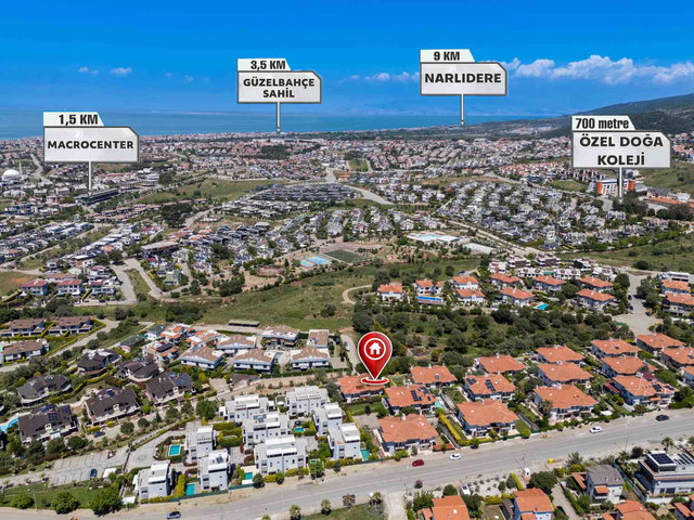 GÜZELBAHÇE KAHRAMANDERE'DE DENIZ MANZARALI HAVUZLU SATILIK VILLA