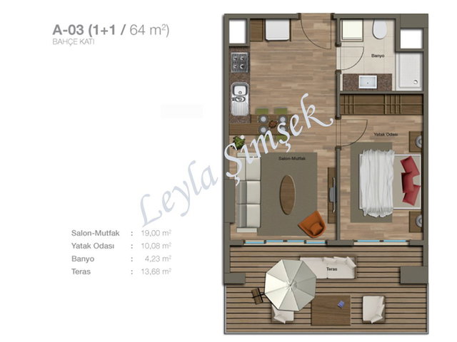 SUR YAPI METROGARDEN UZMANI LEYLA ŞİMŞEK 1+1 64M² BAHÇE KATI