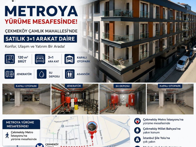 METROYA 6 DAKİKA! 2 BLOKLU BUTİK SİTEDE 3+1 ARAKAT SATILIK