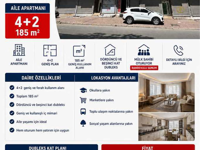 ESENYURT HÜRRIYET MAHALLESI’NDE CADDE ÜZERI   4 + 2 185M2 EMINEVIM - FUZULE UYGUN