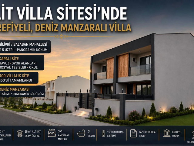 ELİT VİLLA SİTESİ’NDE | DENIZ MANZARALI | 3+1 LÜKS VILLA | HAVUZLU SITE | SIFIR