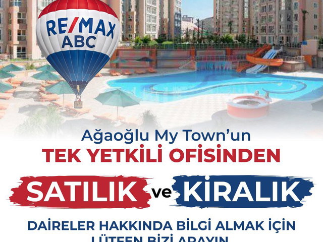 AĞAOĞLU MY TOWN'DA TEK YETKİLİ RE/MAX ABC'DEN3+1 SATILIK DAİRE