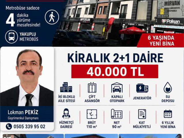 METROBÜSE 4 DAKİKA YÜRÜME EŞYALI 2+1