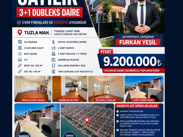 MUHTEŞEM KONUMDA SATILIK 3+1 DUBLEKS DAİRE