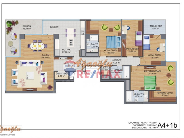 YAŞAM MİMARI AĞAOĞLU ÇEKMEKÖY PARK PROJESI 266M2 ADA MUTFAK 4+1 SATILIK DAİRE