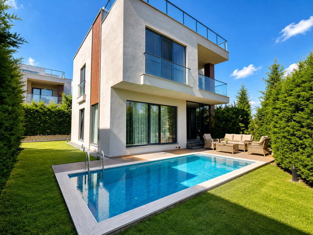 REMAX'DAN KUMBURGAZ'DA DENİZ MANZARALI HAVUZLU 4+1 SATILIK VİLLA