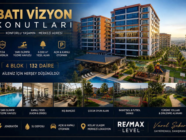 BATI VİZYON KONUTLARI SİTE İÇERİSİNDE YARI OLİMPİK HAVUZ VE KIŞ BAHÇESİ