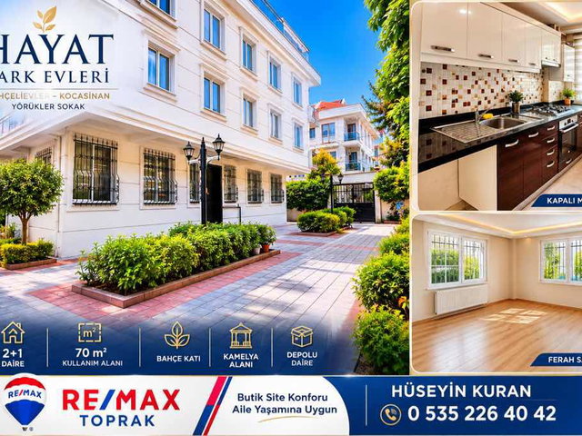 HÜSEYİN KURAN’DAN BAHÇELIEVLER HAYAT PARKI EVLERII’NDE 2 + 1 BAHÇE KATI SATILIK DAIRE