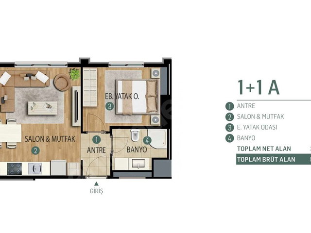 AŞKIN CAN'DAN TEKNIK YAPI YÜCELPARK SITESI'NDE SATILIK 1+1 DAIRE