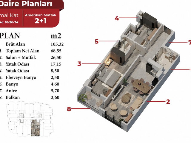 İDEALTEPE 2+1 PROJEDEN SATILIK FIRSAT DAİRELER 1 EKİM 2026 TESLİM