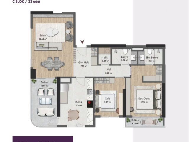 BEYTEPE NEFES ANKARA EVLERİNDE SATILIK 2+1 DAİRE
