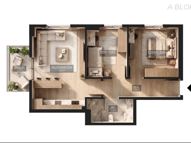 SÖĞÜTLÜ CAMİ CEDİT’TE 2+1 BALKONLU, DOĞALGAZ KOMBİLİ YENİ PROJEDE SATILIK DAİRE