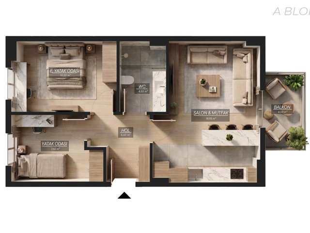 SÖĞÜTLÜ CAMİ CEDİT’TE 2+1 BALKONLU, DOĞALGAZ KOMBİLİ YENİ PROJEDE SATILIK DAİRE