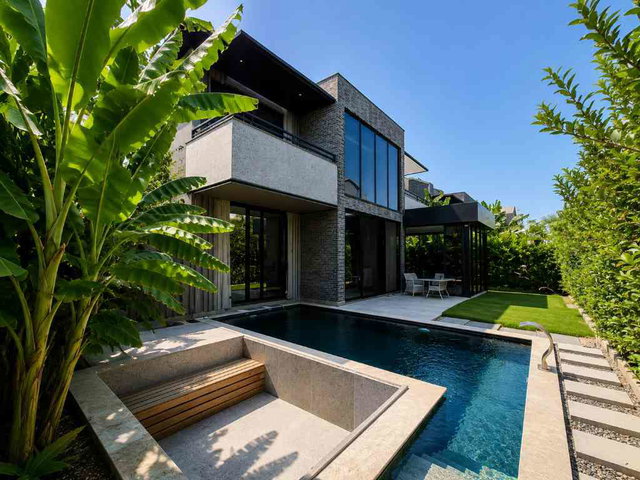 KUŞADASI VILLA LA PALM'DE HAVUZLU, BAHÇELI 4+1 VILLA