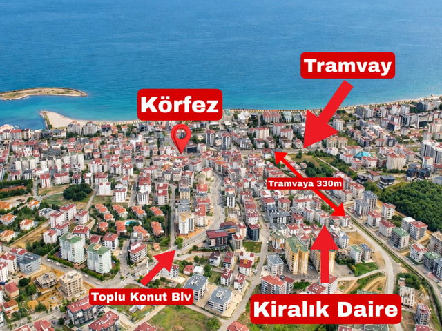 ATAKUM KÖRFEZ’DE TRAMVAYA YAKIN LÜKS EŞYALI 1+1 DAİRE