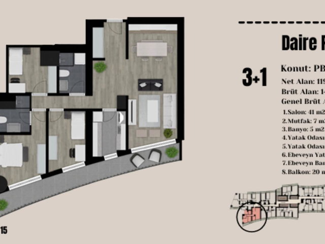POINT RESIDENCE'IN ZIRVESINDE İZMIR KÖRFEZI'NE HAKIM SATILIK 3+1
