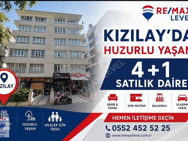 **KIZILAY İNKİLAP SOKAK ARA KAT FERAH OTOPARKLI GENİŞ 4+1 DAİRE*