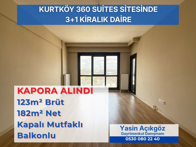 İÇ CEPHE HAVUZ MANZARALI KURTKÖY 360 SUITES 3+1 KIRALIK DAIRE
