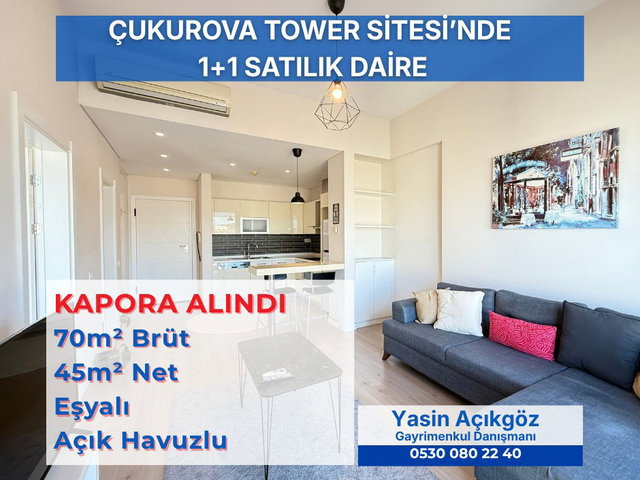KARTAL ÇUKUROVA TOWER FULL EŞYALI SATILIK 1+1 HAVUZLU, OTOPARKLI