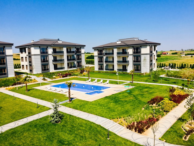 PALMİYE KONAKLARINDA HAVUZ MANZARALI ARA KAT SATILIK DAİRE