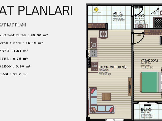 İZMİT GÜNDOĞDU MH. ŞEHİRHASTANESİ KARŞISINDA MANZARALI 1+1 SATILIK