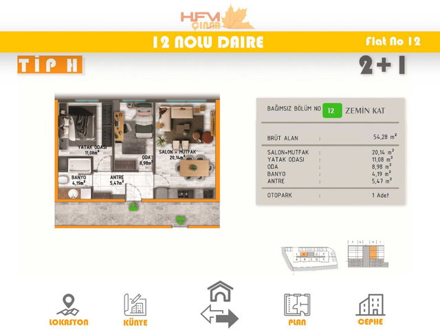 HFM ÇINAR PROJESİ'NDE YERDEN ISITMALI FIRSAT 2+1 DAİRE