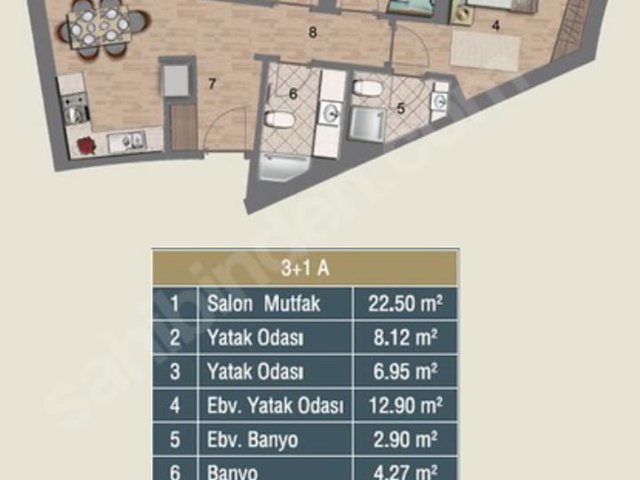 DUMANKAYA İKON, 103 M2, 3+1, 17. KAT, BOŞ