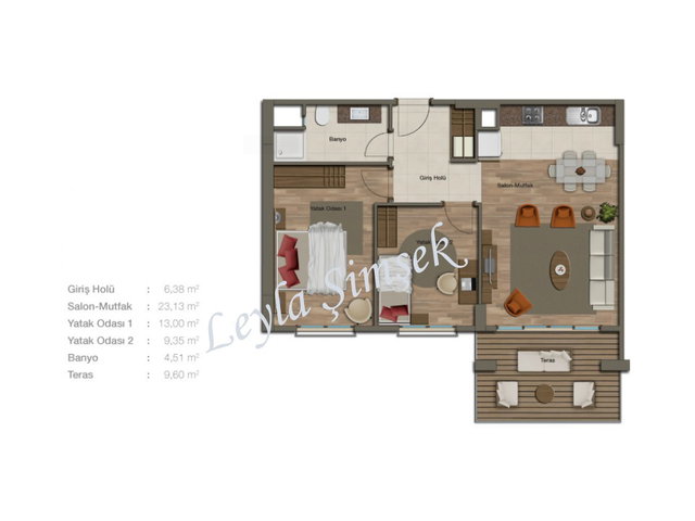SUR YAPI METROGARDEN UZMANI LEYLA  2+1 92M² BAHÇE K SURYAPI