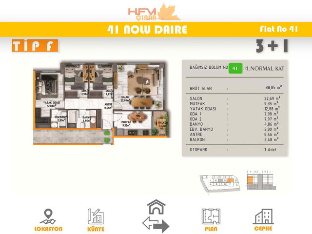 HFM ÇINAR'DAN DENİZ MANZARALI KEYİFLİ LÜKS 3+1 116 M² DAİRE