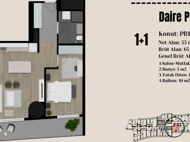POINT RESIDENCE | SATILIK | DENIZ CEPHE | 1+1 DAIRE