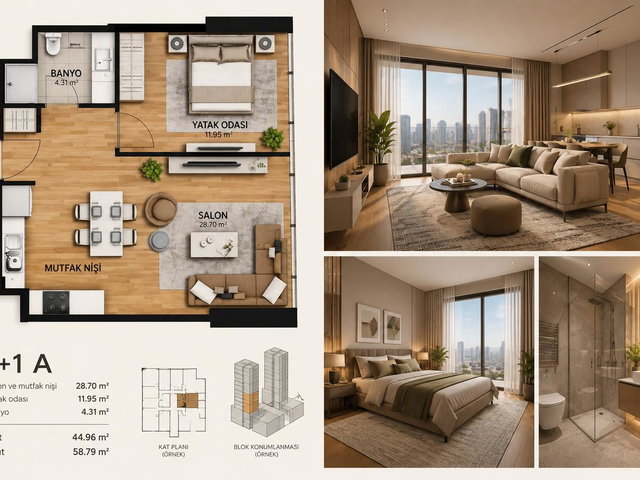 KIZILTOPRAKTA,PROJEDEN 47M2 1+1 (VADELİ ÖDEME) SATILIK DAİRE