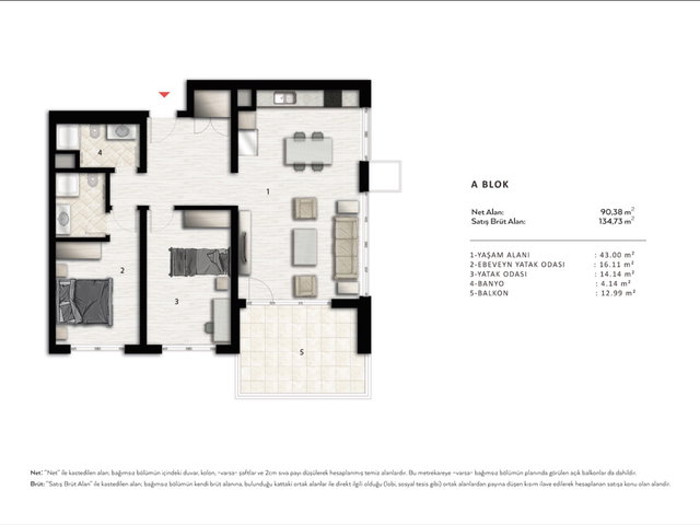 NUROLPARK GÜNEŞLI SITESINDE BÜYÜK BALKONLU 2+1 SATILIK BOŞ DAIRE