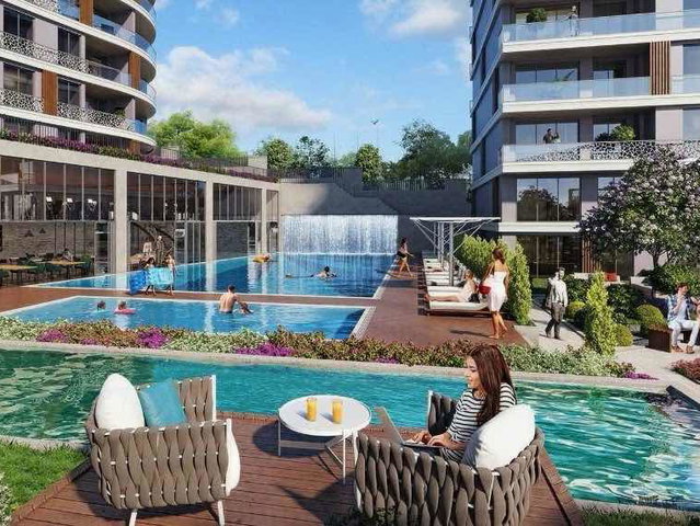 MOPAŞ BAHÇE EVLER BÜYÜK HAVUZ-PEYZAJ CEPHELİ SATILIK 1+1 DAİRE